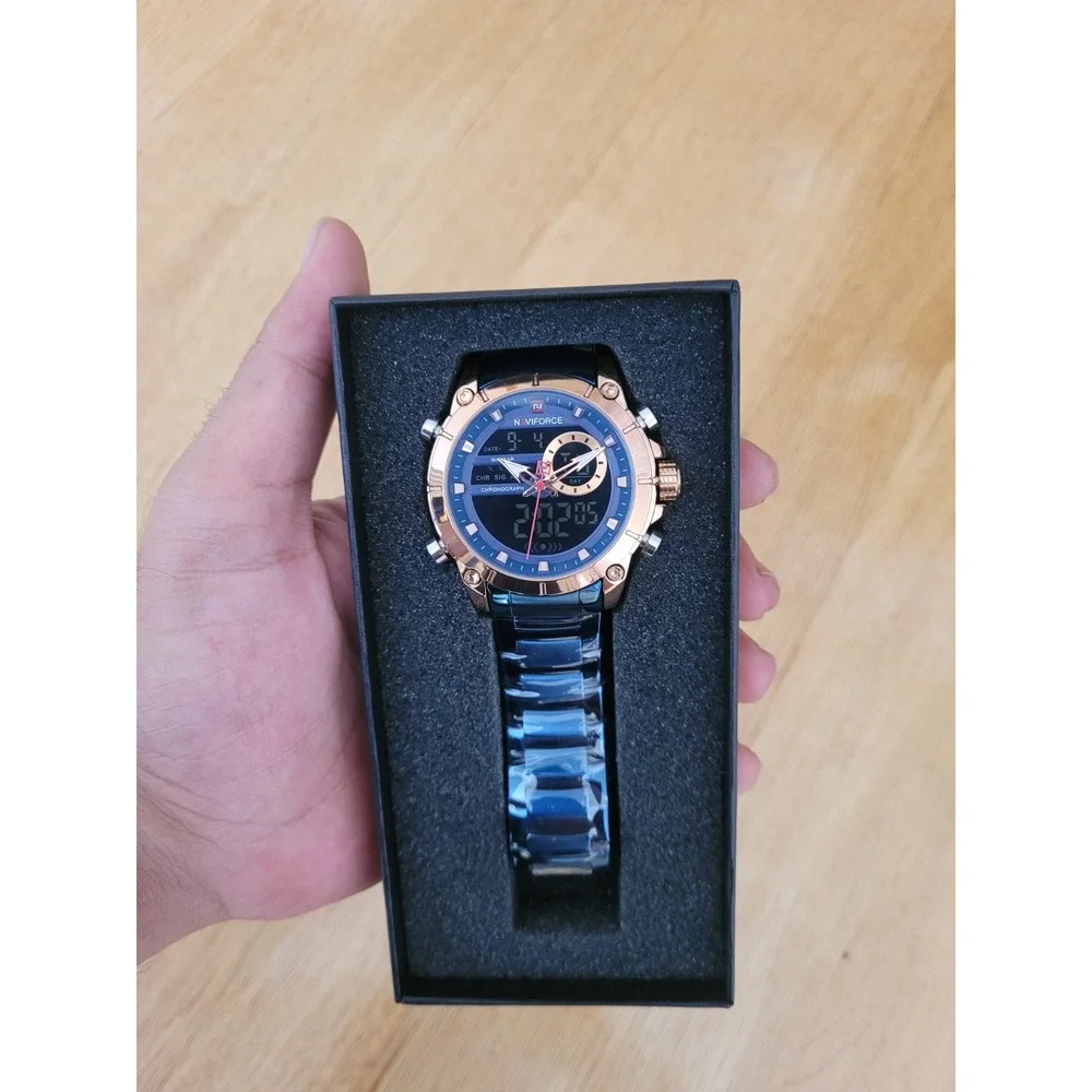 Naviforce Dual Display Watch in Stainless Steel For Men‎